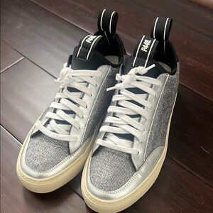 P448 Gray and White Athletic Shoes with Shimmery Design. Great condition!